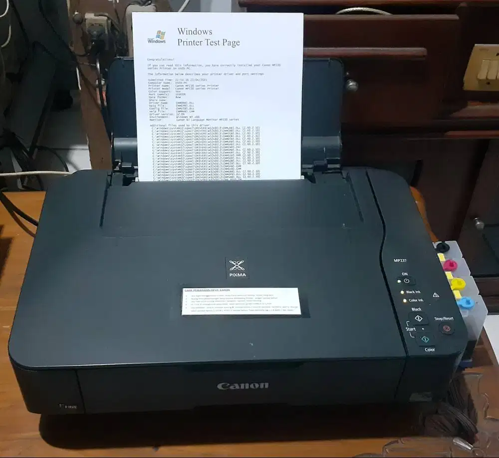 Printer Canon Pixma MP237 all in one print hitam sj + Infuse System
