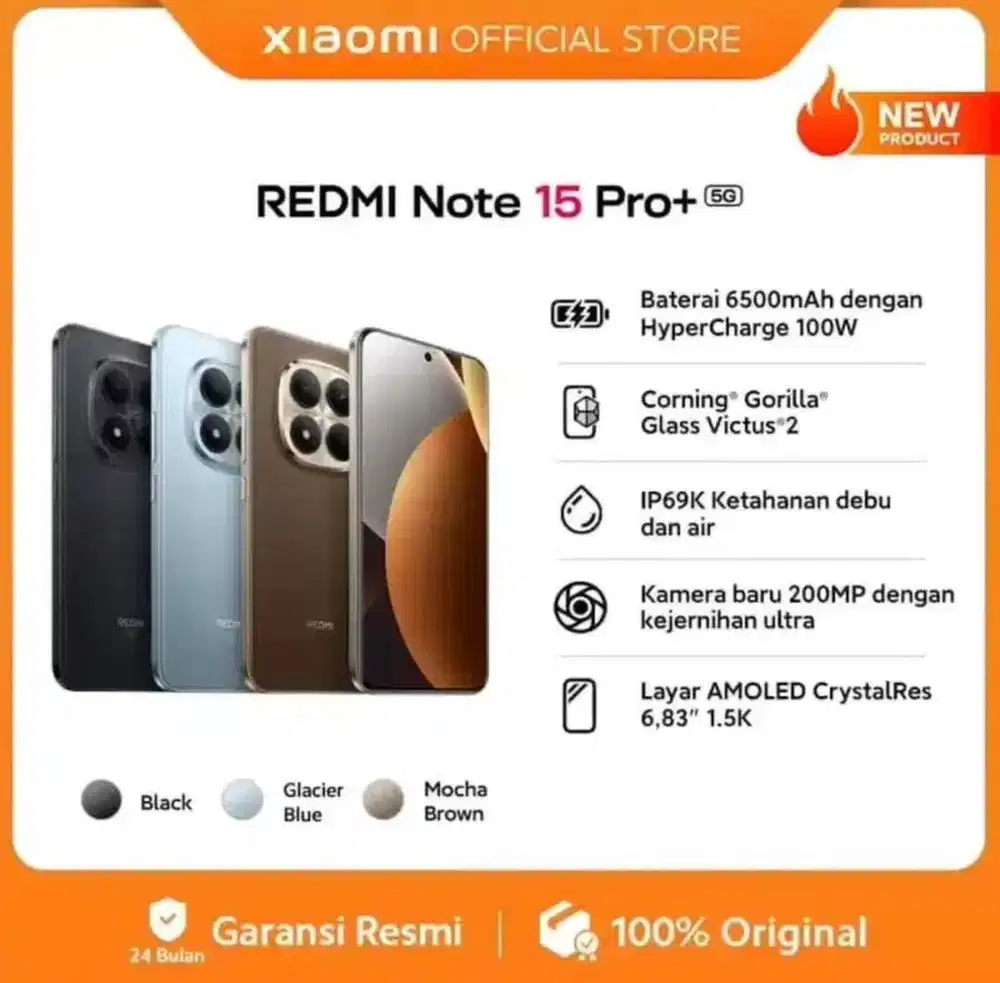 Baru...Xiaomi Redmi Note 17 Pro+ 12/512 Grs Resmi (Black,Mocha Brown)
