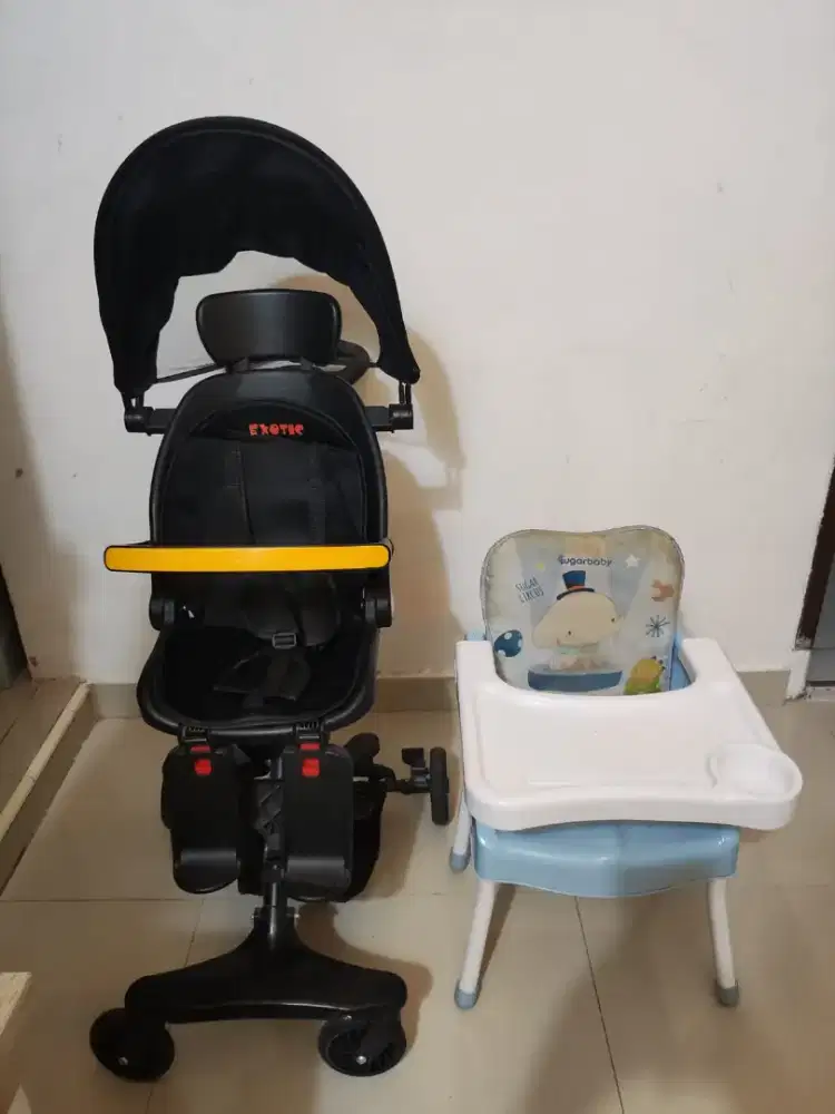 stroller + meja makan