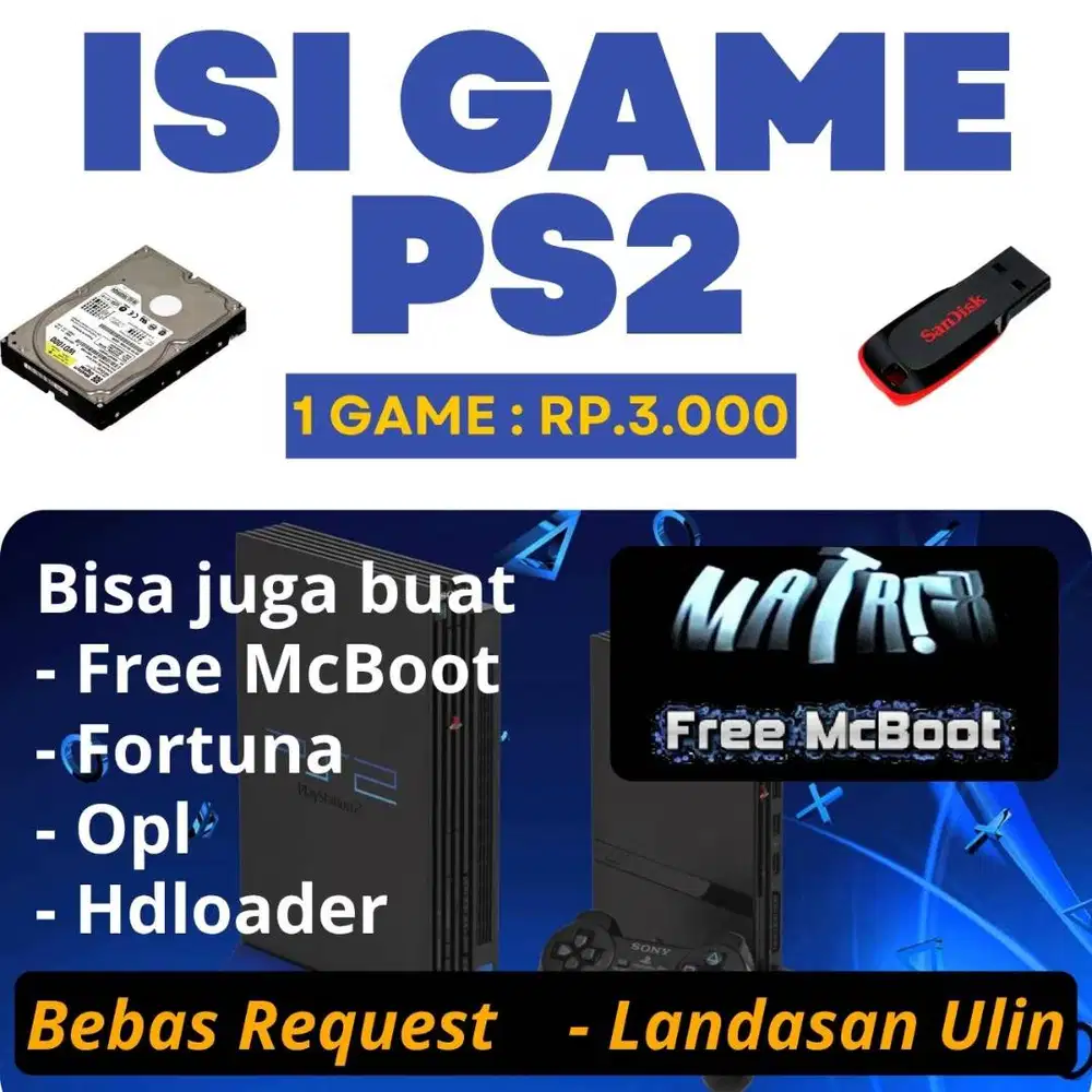 isi game ps2 internal external flashdisk matrix mcboot opl banjarbaru