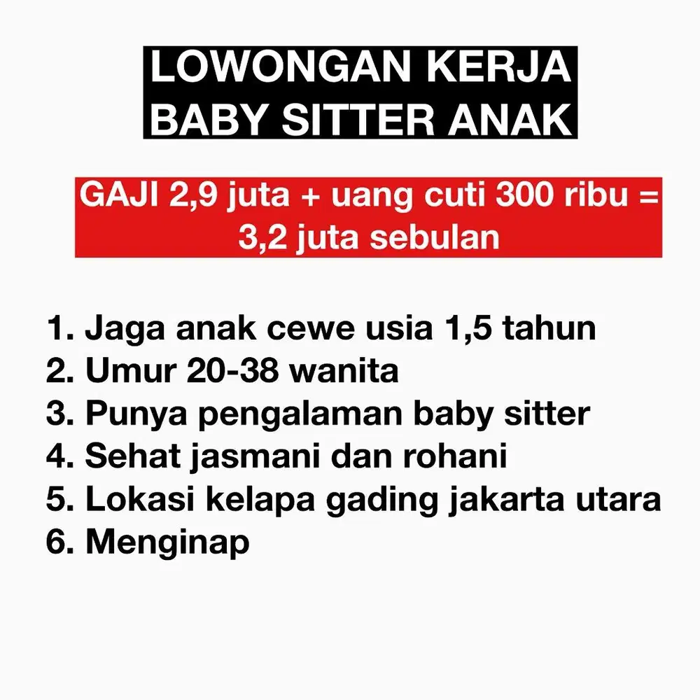 Lowongan kerja baby sitter