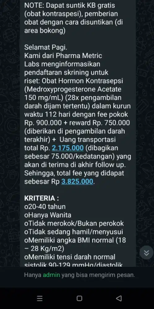 Volunteer subject obat