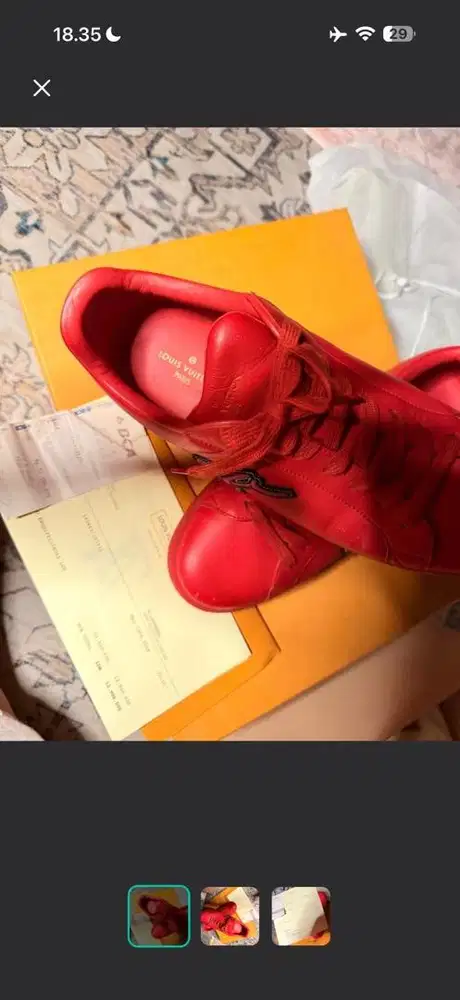 Louis Vuitton Red Leather Sneakers – Authentic