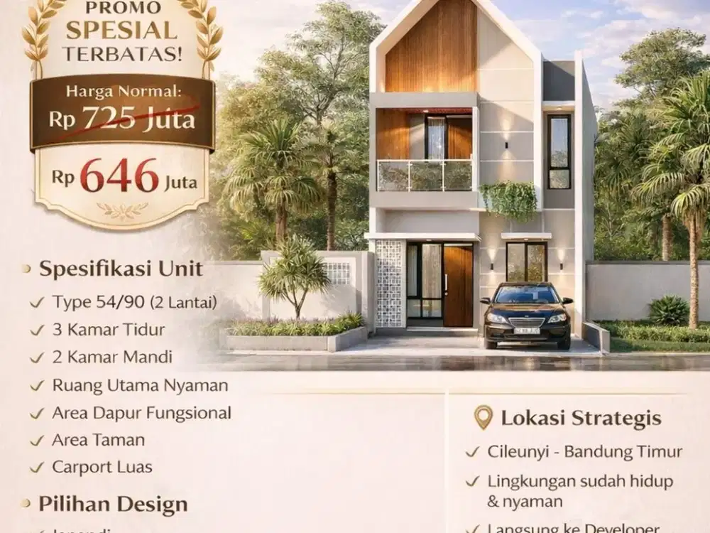 Dijual Rumah 2 Lantai Murah Di Cileunyi Bandung Diskon 79 Juta