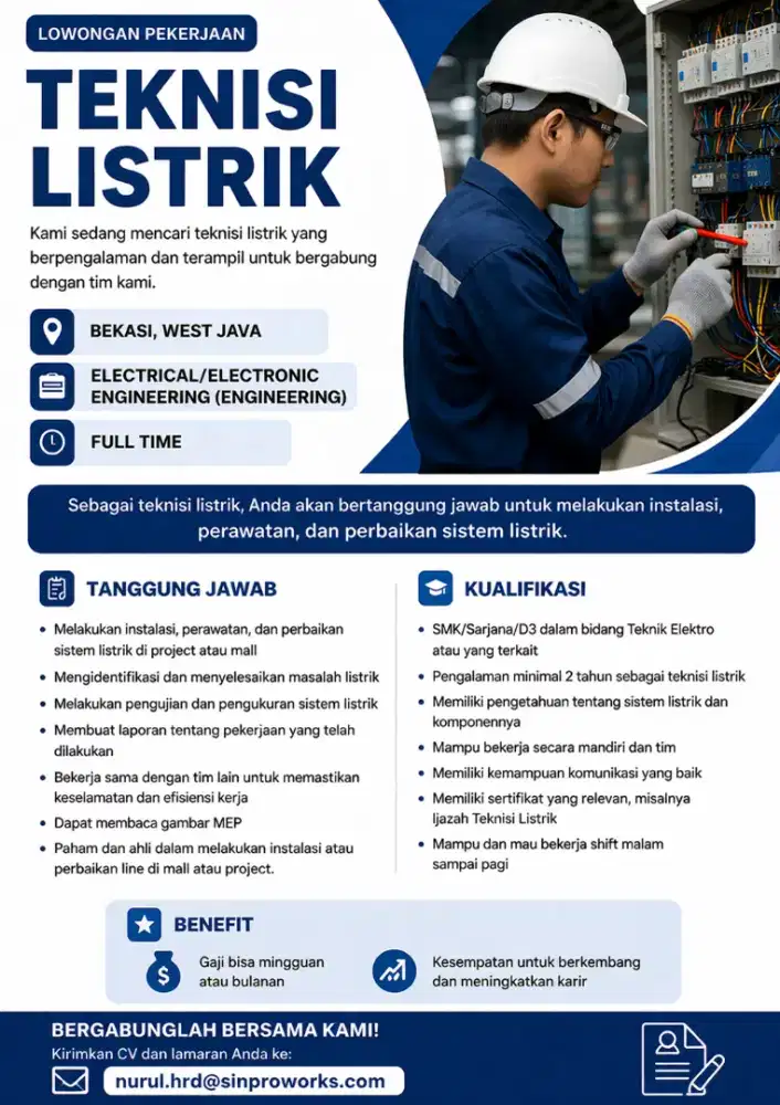 Lowongan Kerja Teknisi Listrik