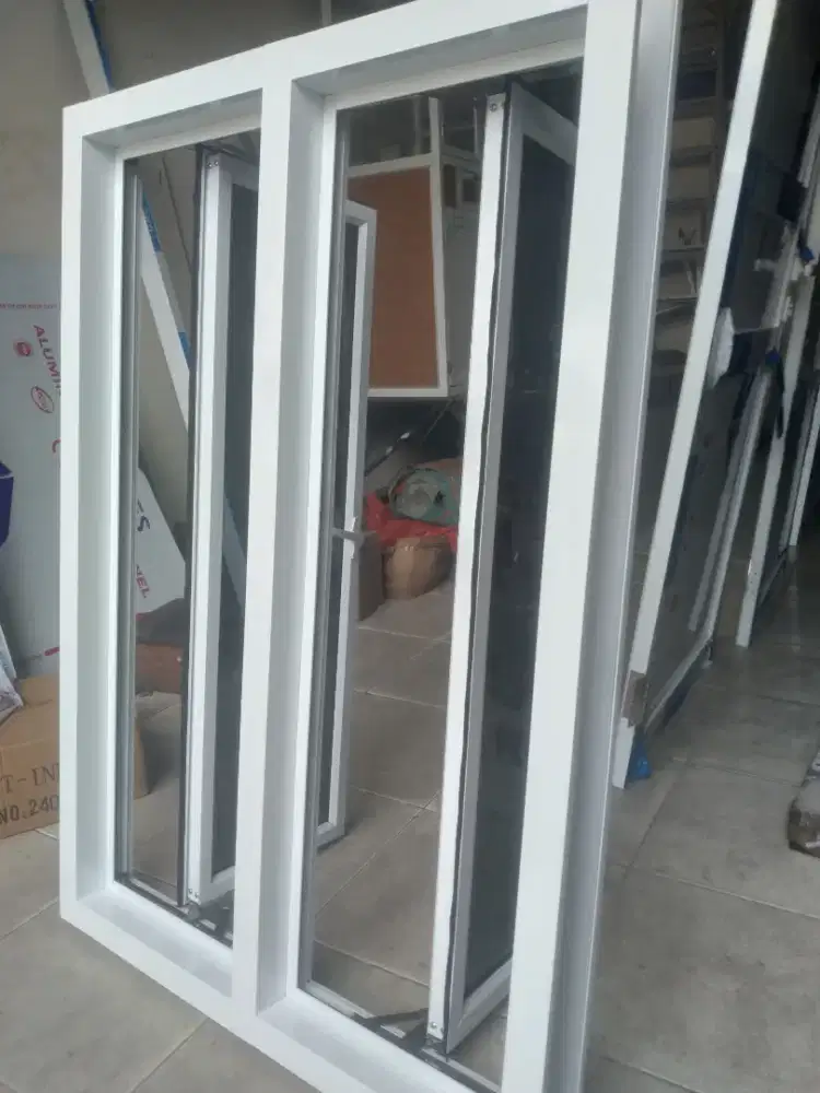 Jendela alumunium dobel daun T150cm L120cm hrg plus pasang 2 jt / pcs