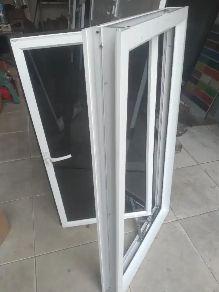 Jendela alumunium dobel daun T150cm L120cm harga dg pasang 2 jt / unit