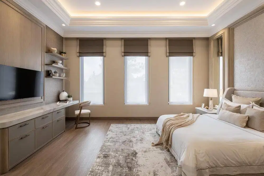 Gorden Vitrase Sekat Ruangan Klinik Roller Vertikal Blinds Krey Kayu