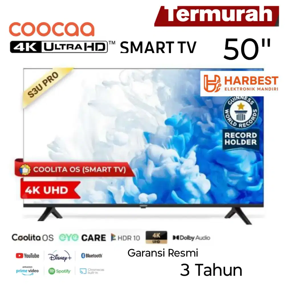 COOCAA TV 4K UHD 50 SMART TV Dolby Audio 50S3U Pro Mirroring Browser