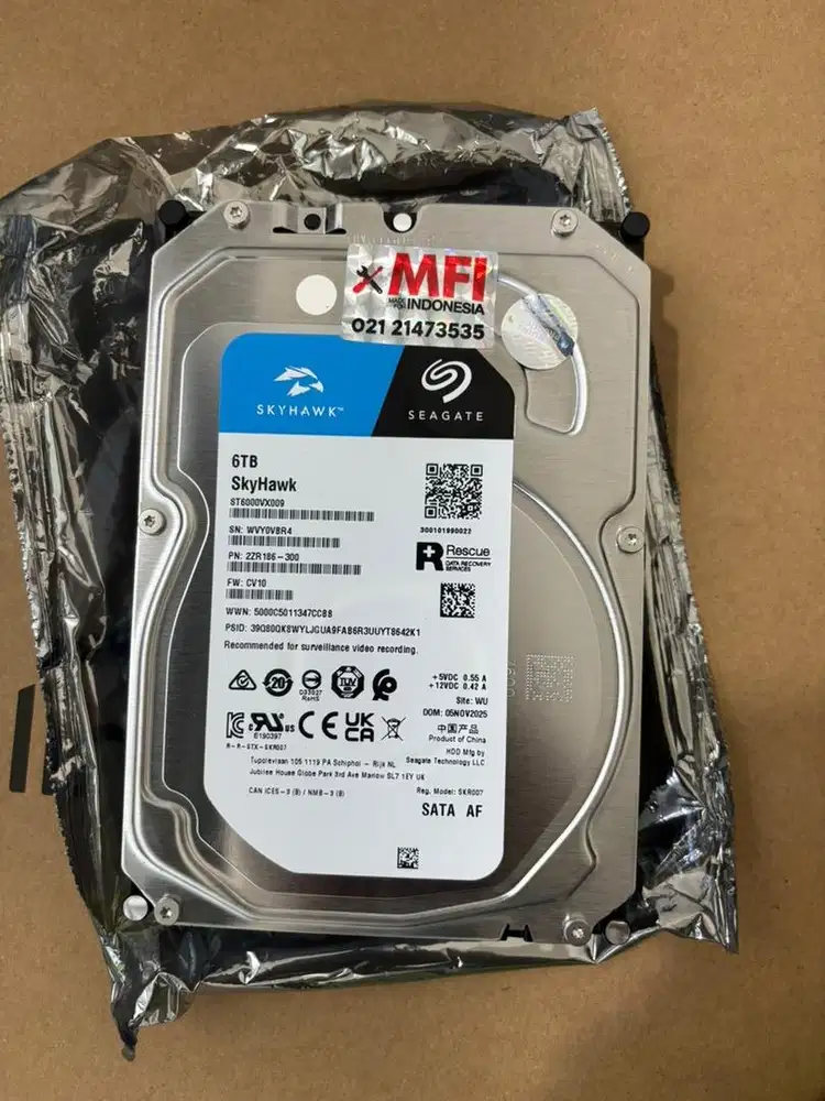 Seagate SkyHawk 6TB HDD CCTV dan dengan Garansi MFI 3 Tahun
