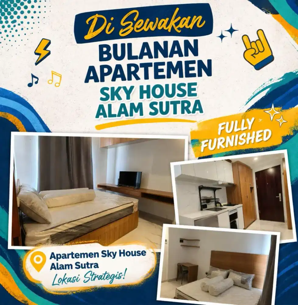 Di sewakan bulanan apartemen Sky house alam sutra tangerang