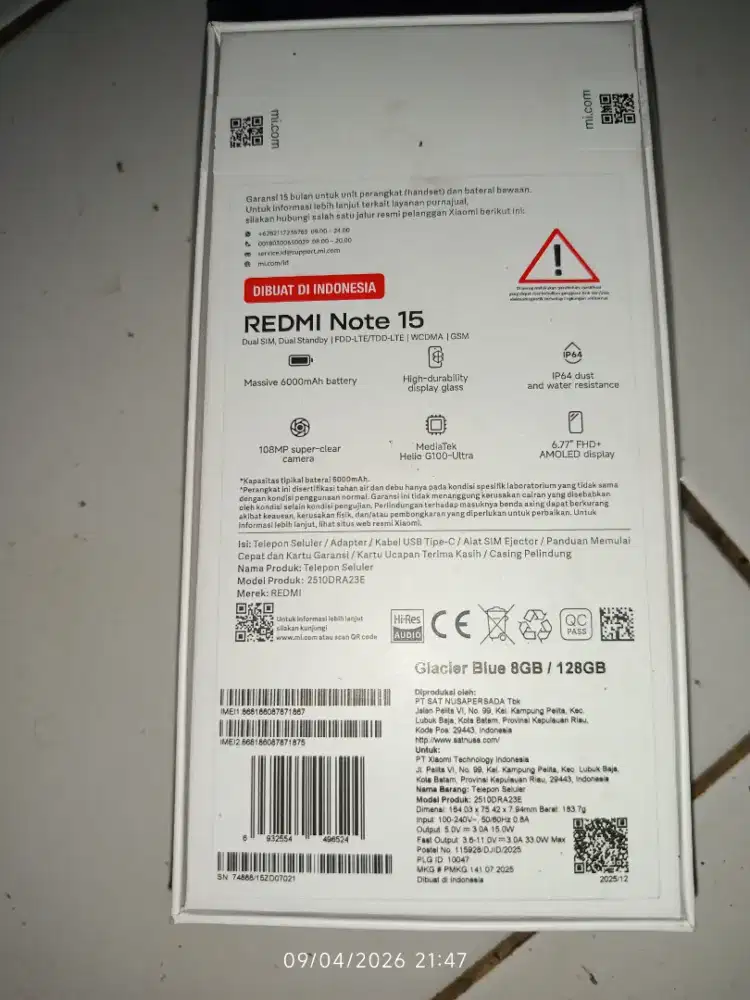 REDMI NOTE 15 4G 8/128 GB FULLSHET FULL ORIAN