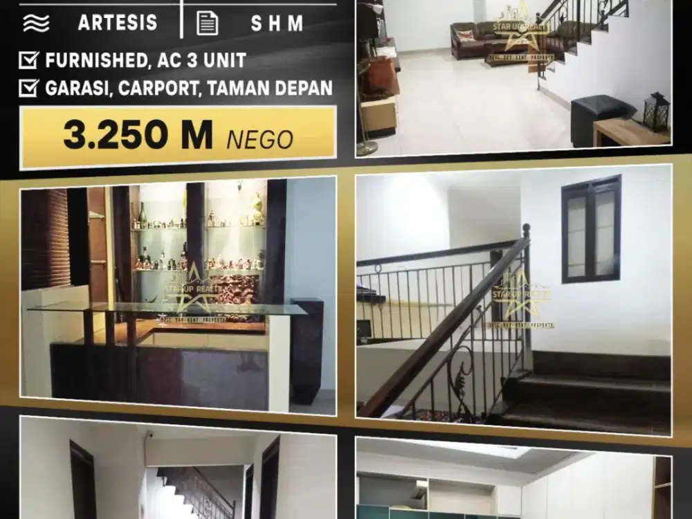 3,25M nego Dijual Rumah Singgasana Pradana lt 145 lb 250 Furnished kt 4 km 3 hadap timur SHM