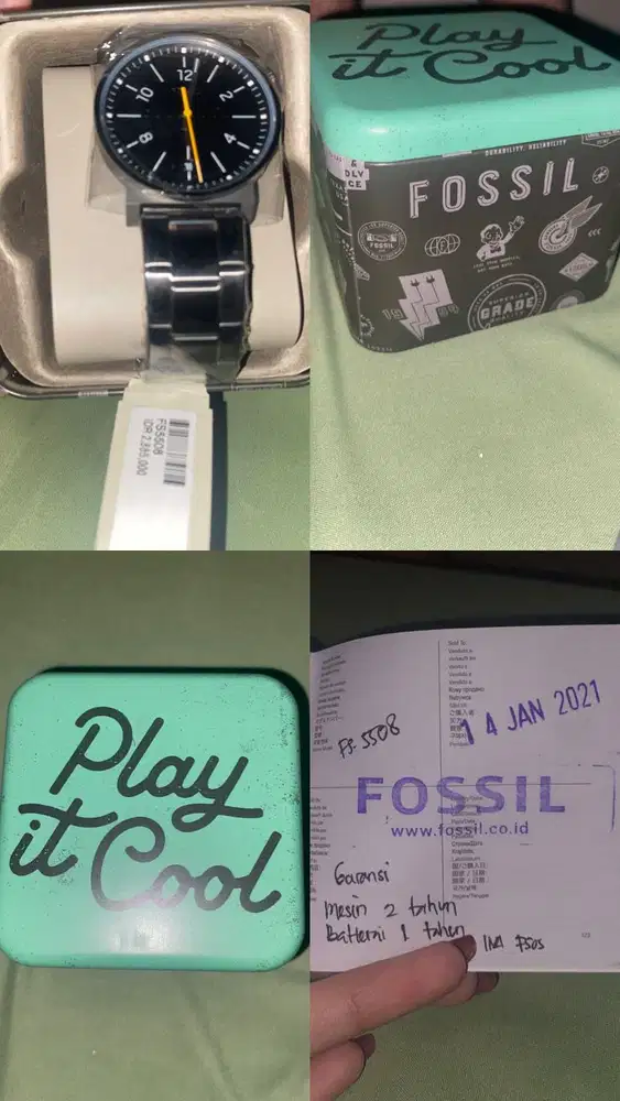 Fossil Barstow FS5508 Men Black Dial Gray Stainless Steel Strap