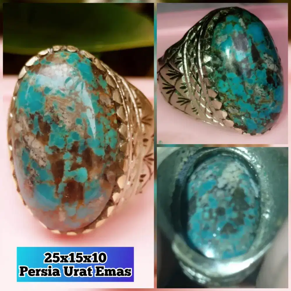 Batu Akik Pirus Persia Serat Emas Full Daging Mumbul Jumbo