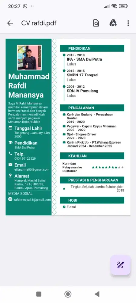 Cari pekerjaan kurir pick up non delivery/anter jemput penumpang