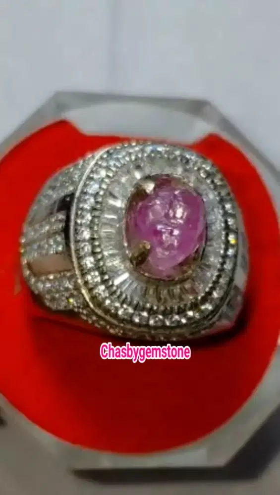 Cincin Ruby birma ngrikil-Batu Permata Ruby belang burma