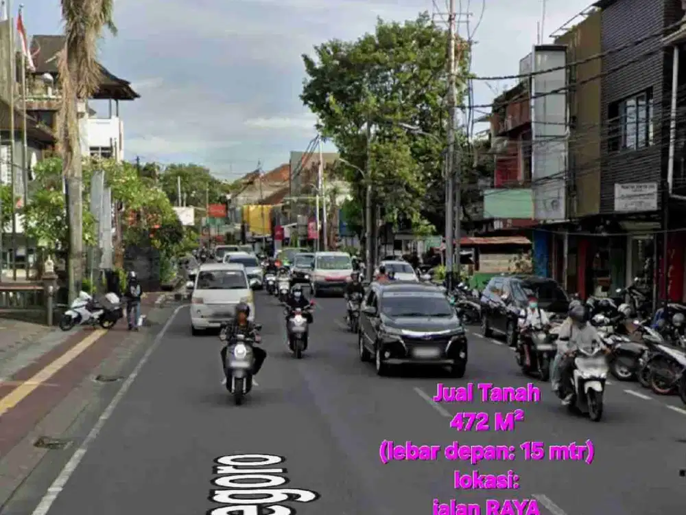 Jual tanah untuk ruko/bisnis luas 472m² di jln RAYA DIPONEGORO Denpasar Bali
