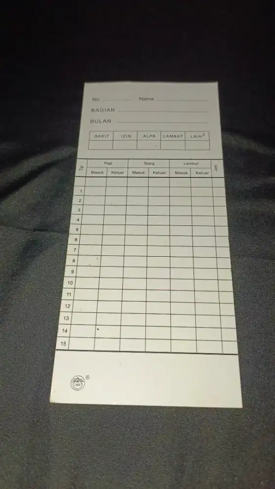 Kertas absen manual 55 lembar 50.000
