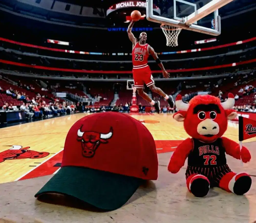 Topi Basket Chicago Bulls NBA '47 Original Second Warna Merah Hitam