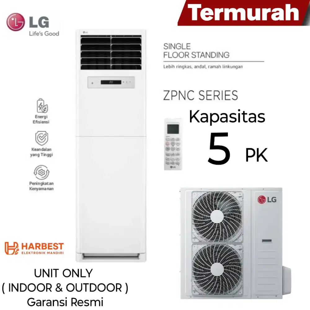 LG AC Floor Standing Standard 5 PK 3 Phase 4D Airflow R32ZPNC426PAA0