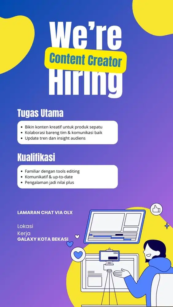 Lowongan Kerja Content Creator Social Media Specialist