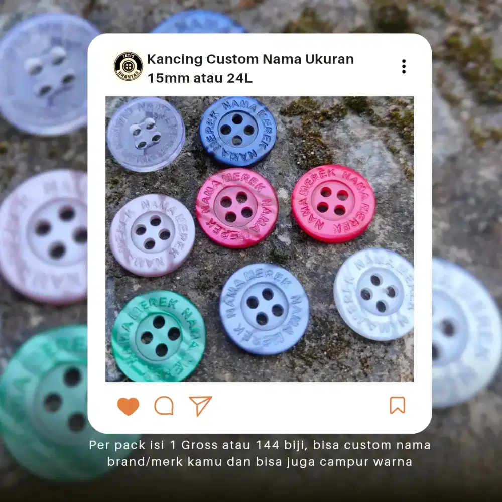 Kancing Baju Aneka Model Custom Nama Merk Sendiri
