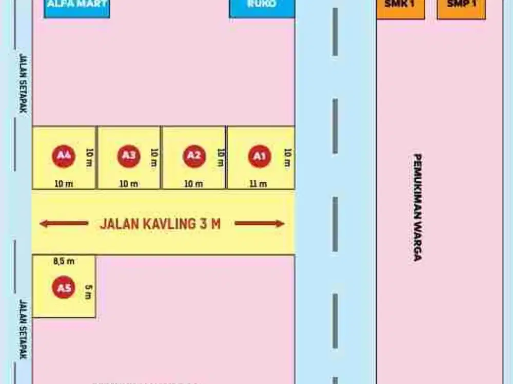 Tanah kosong kavling dekat SMK, pasar Kutasari Purbalingga