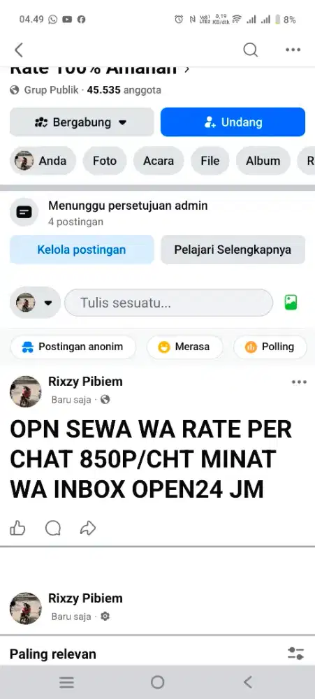 OPEN SEWA WA RATE 850 PER 1 CHAT