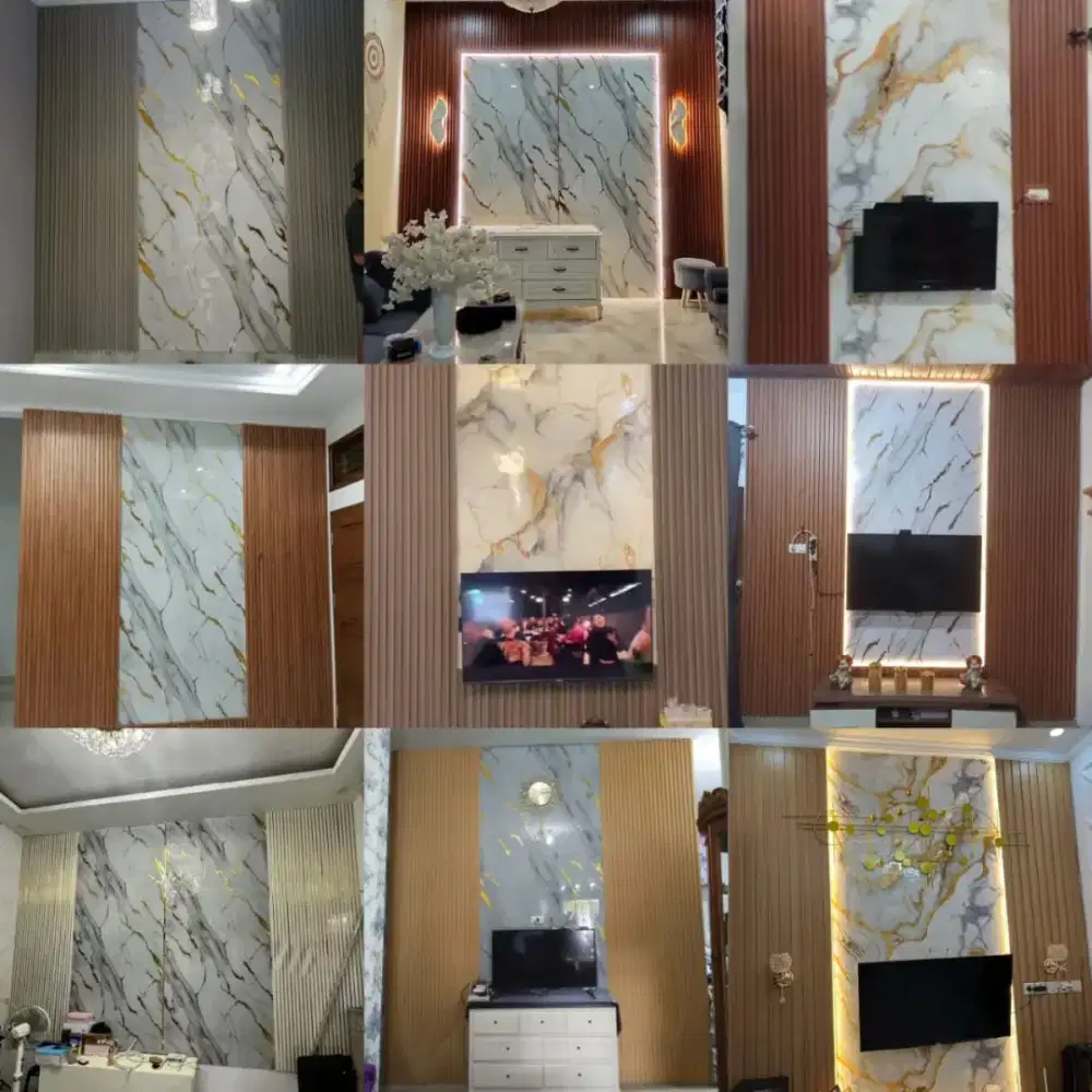 PROMO PEMASANGAN WPC KOMBINASI UV BOARD MARBLE