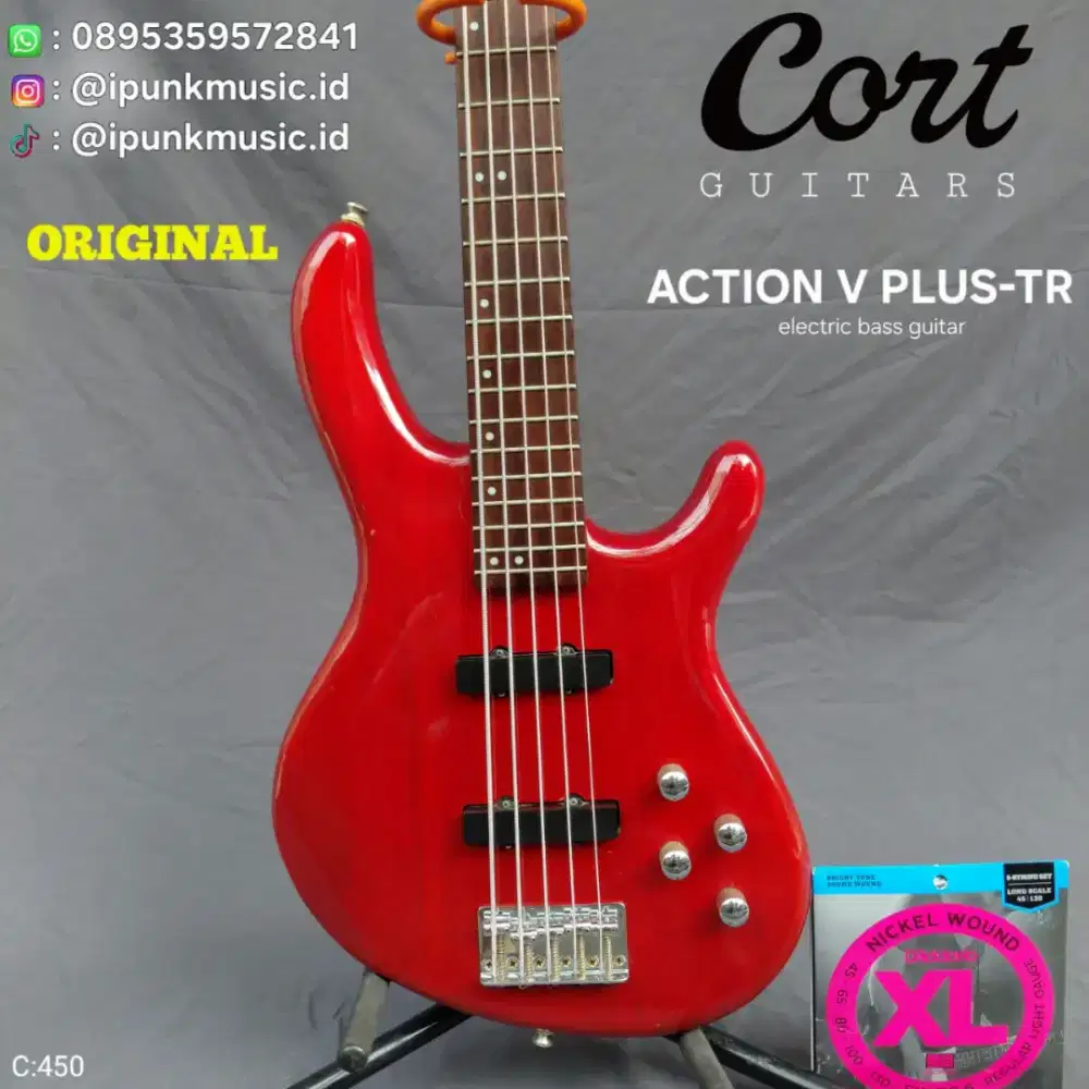 Cort Action V Plus TR Original Gitar Bass 5 strings aktif senar baru