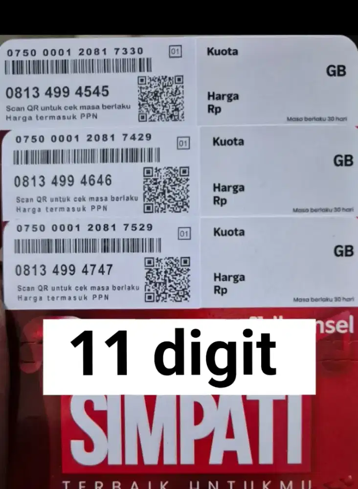 11 dìgit Nomor cantik simpati