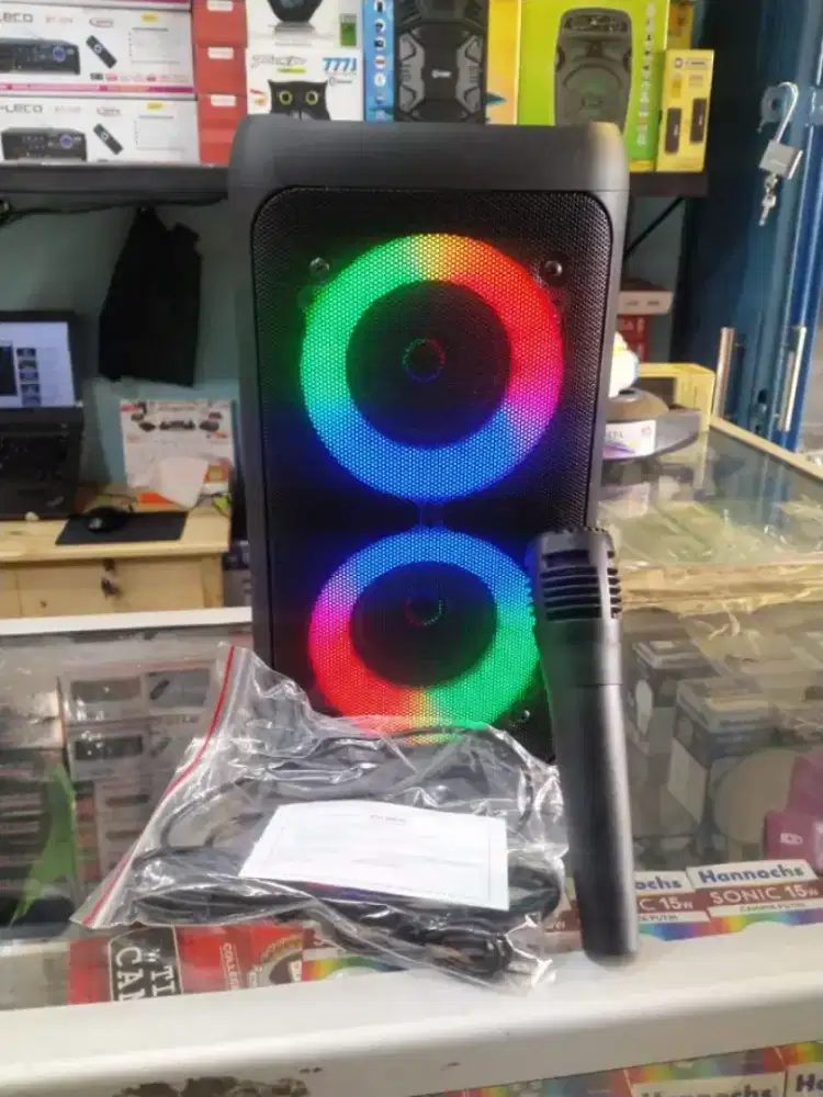 Speaker bluetooth karaoke double 4 in