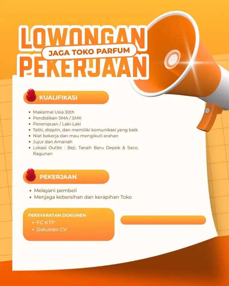 LOWONGAN PEKERJAAN PENJAGA TOKO PARFUM