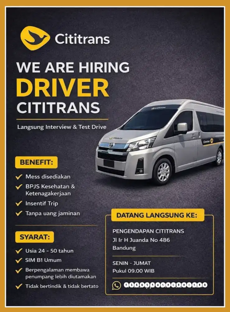 Loker Pengemudi Shuttle Cititrans