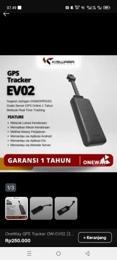 GPS tracker motor aman jaya