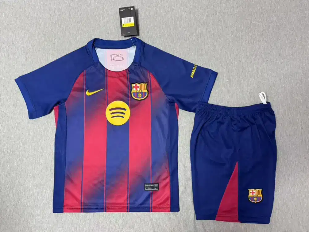 SETELAN JERSEY KIDS CLUB BARCELONA HOME DAN REAL MADRID HOME ELEGANT