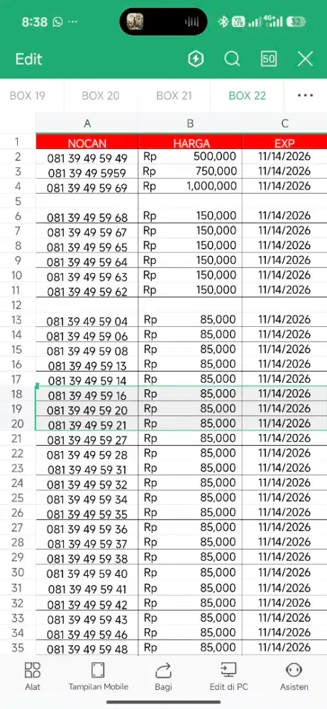 Nomor cantik Telkomsel