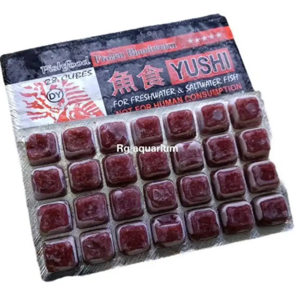 Pakan ikan hias aquarium akuarium cacing beku darah cabek bloodworm