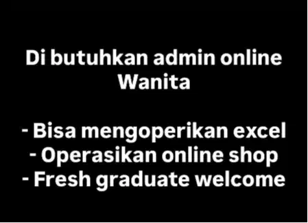 LOWONGAN KERJA ADMIN ONLINE SHOP