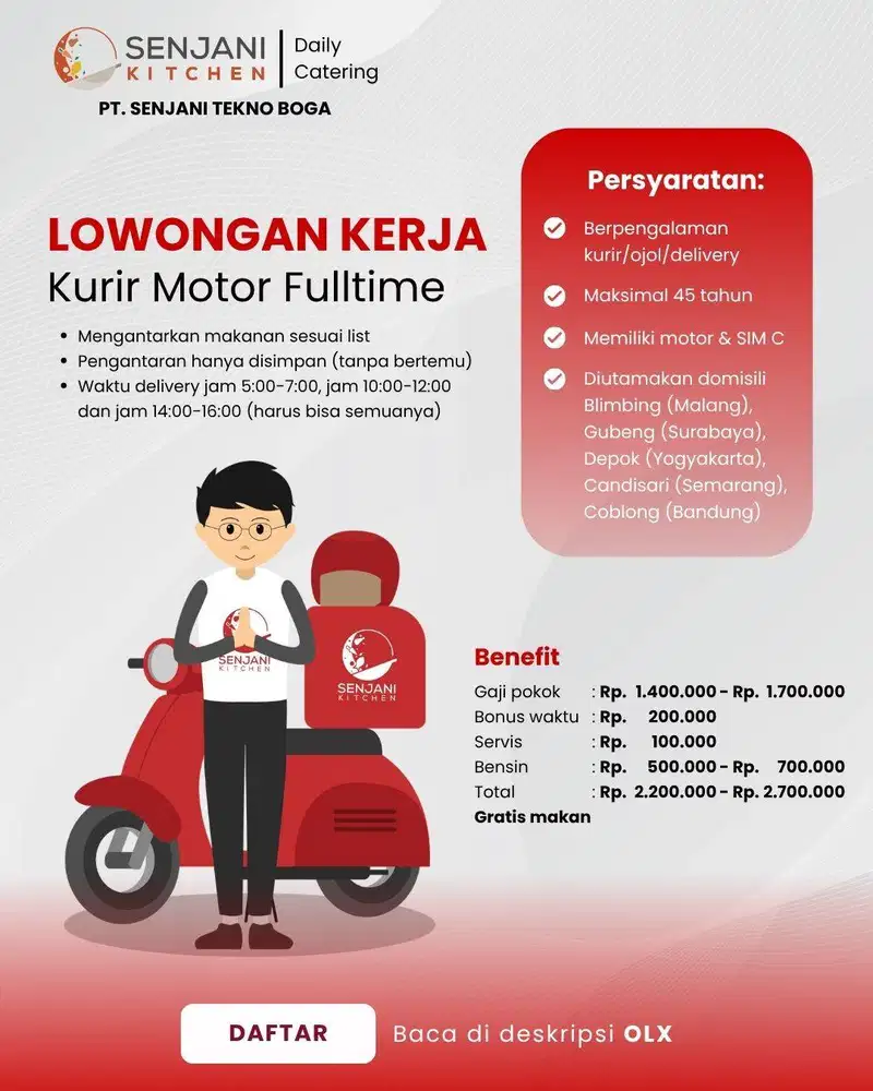 LOKER KURIR MOTOR CATERING SEMARANG