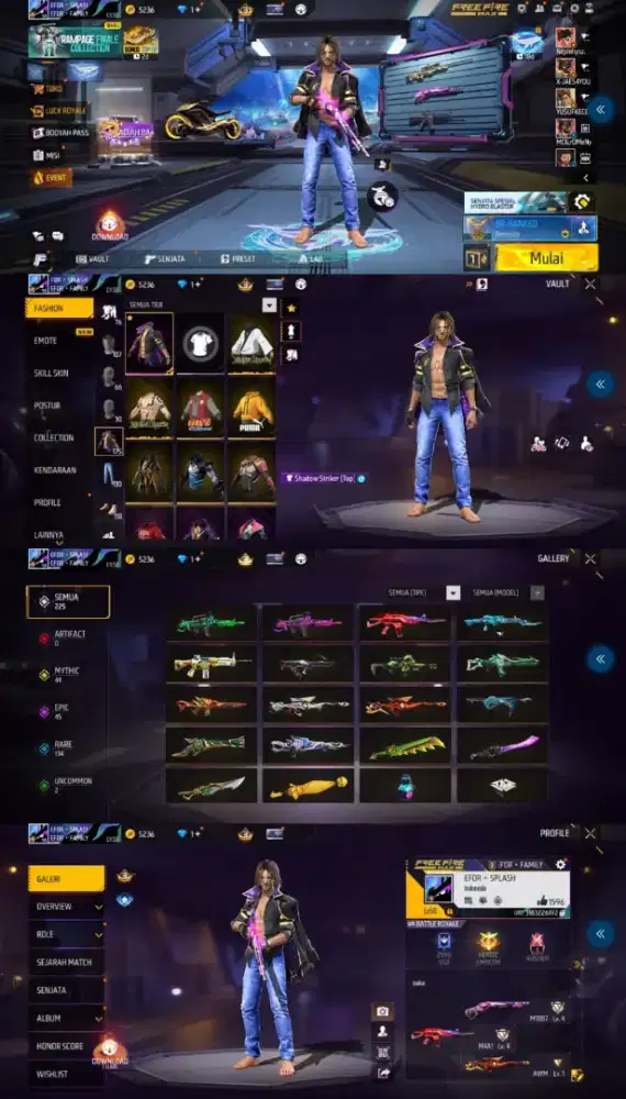 jual akun ff spek polosan