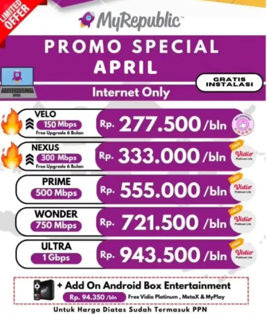 Kresek Tangerang Promo pemasangan myrepublic WiFi Myrepublic