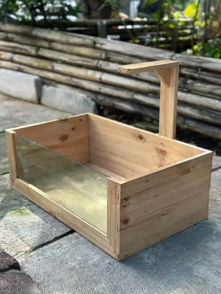 kandang torto table kura darat kayu kaca