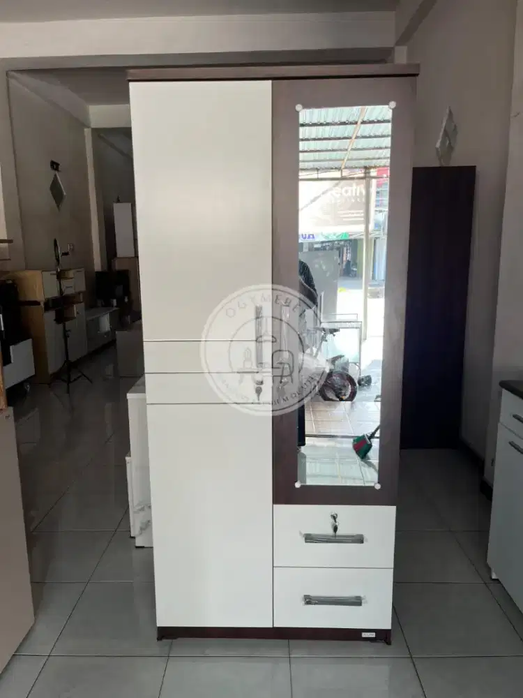 DISKON ! LEMARI PAKAIAN 2 PINTU FULL CERMIN TERLARIS