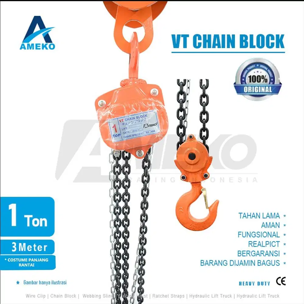 VT CHAIN BLOCK LISENSI JEPANG KAP 1 TON - AMEKO