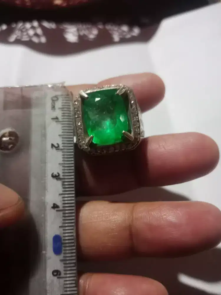 Cincin jamrut colombiya perak