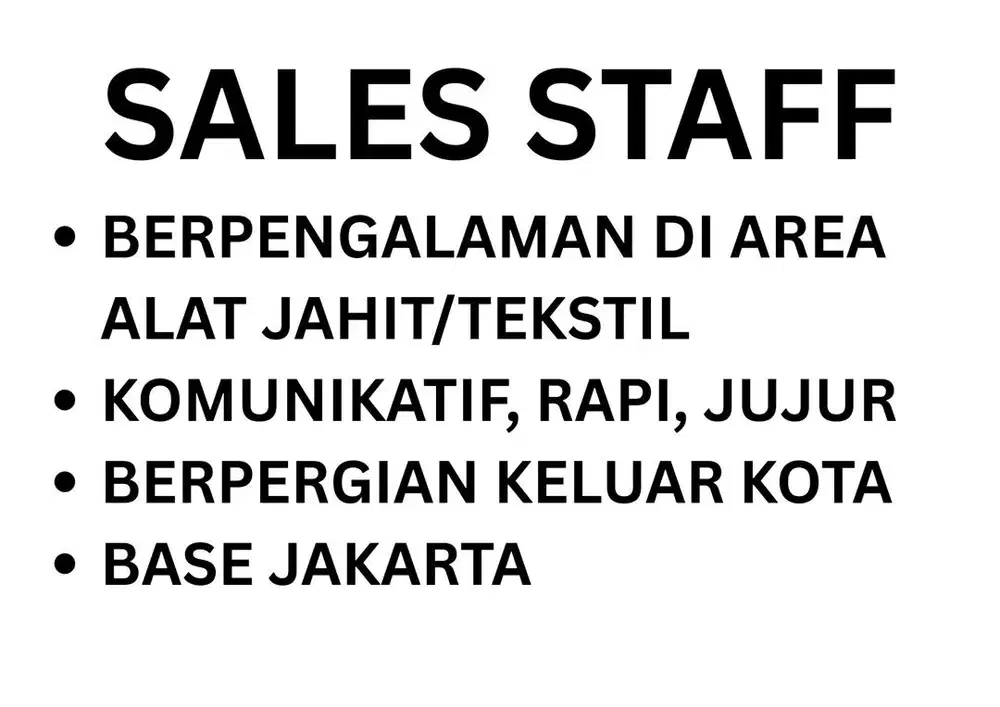 SALES BENANG DAN ALAT JAHIT (PRIA)