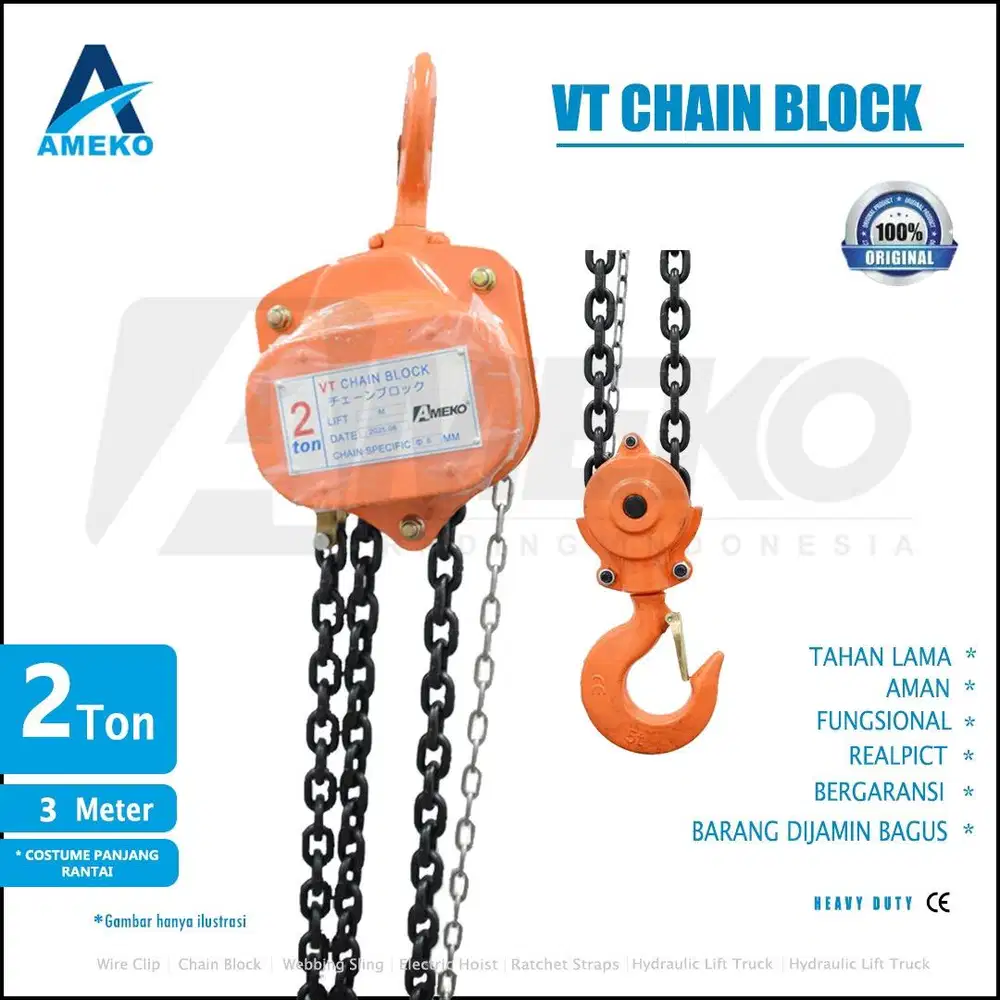 VT CHAIN BLOCK LISENSI JEPANG KAP 2 TON - AMEKO