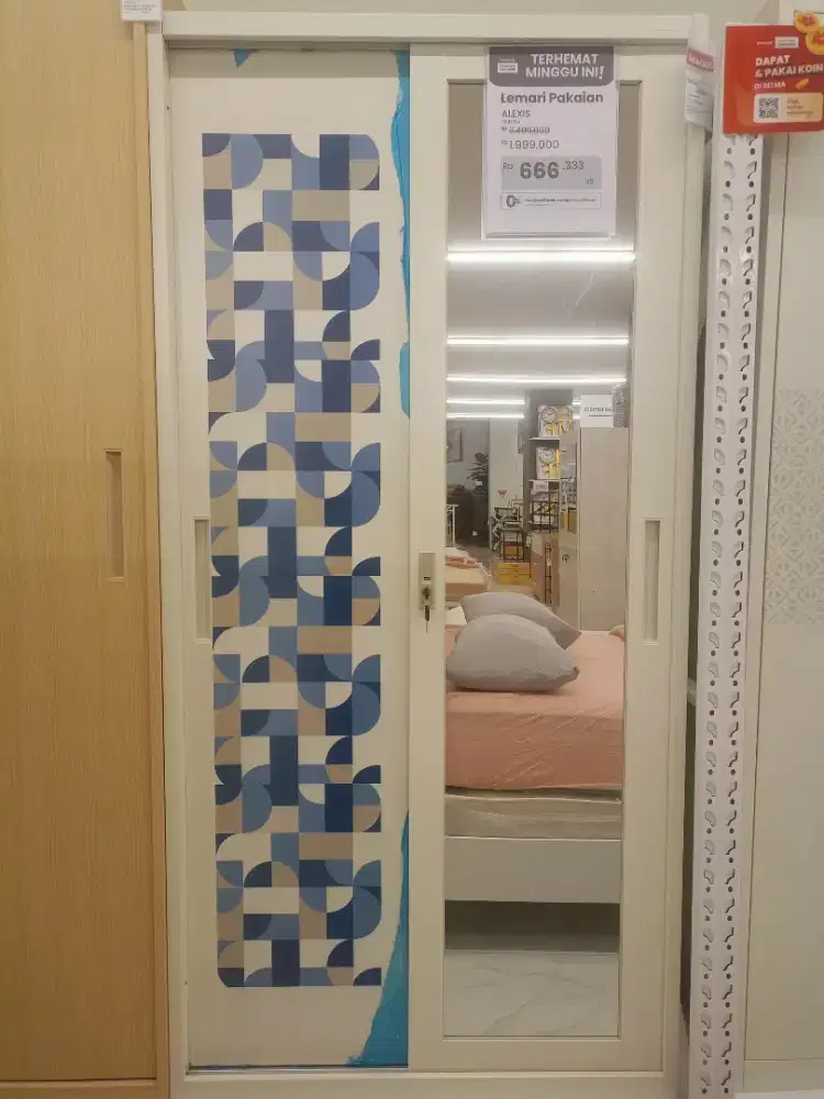 ALEXIS LEMARI PAKAIAN 2 PINTU GESER - BIRU